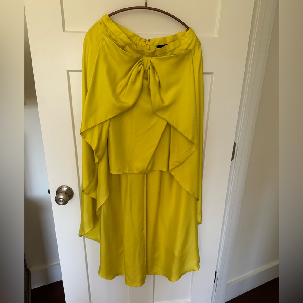 Cynthia Rowley yellow silk bow skirt hi low